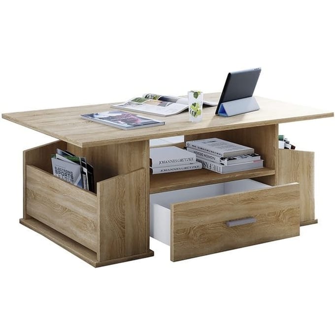 Houten bijzettafel Salontafel Sofa-tafel Woonkamertafel Lade Junata