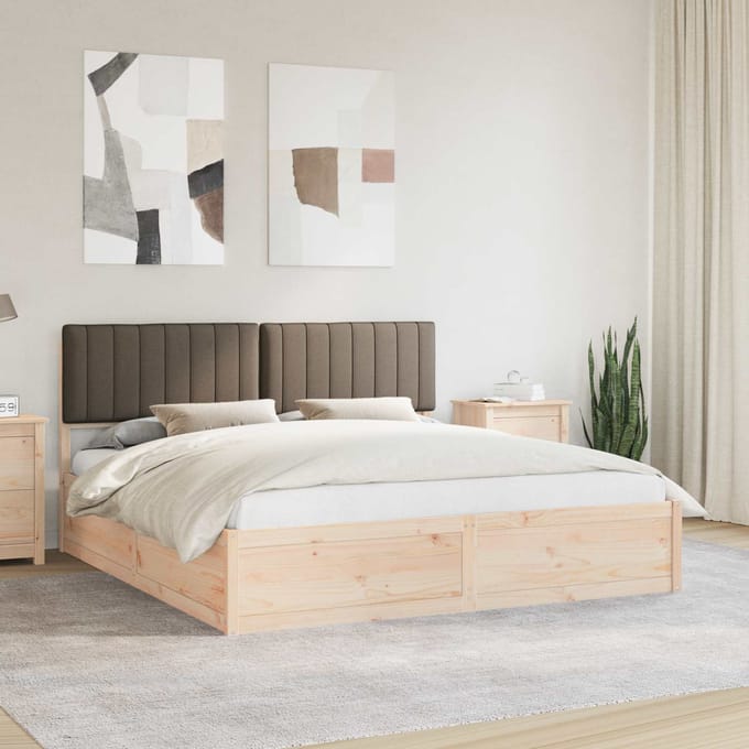 vidaXL - Bedframe - met - Gevoerde - Hoofdbord - Taupe - 180 - x - 200 - cm