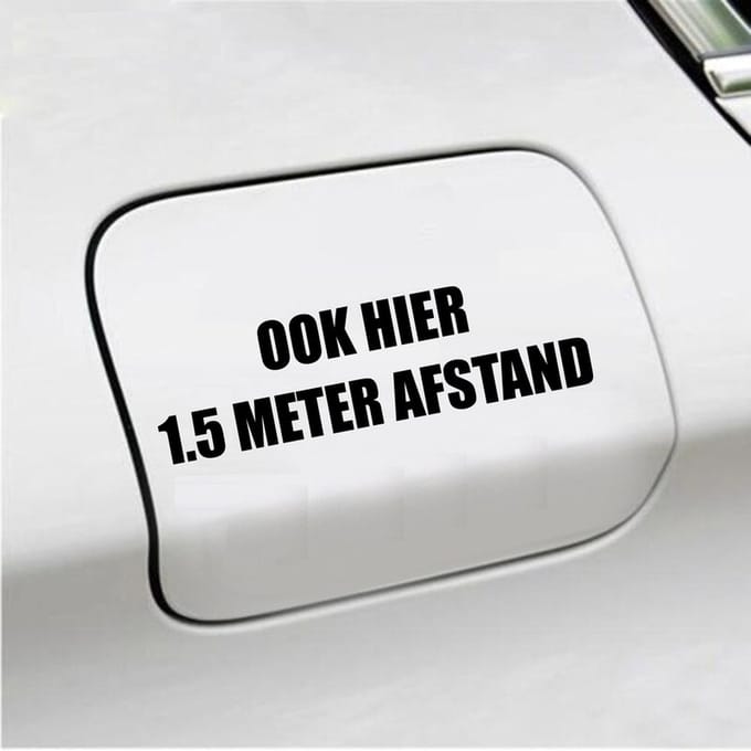 Bumpersticker - Ook Hier 1,5 Meter Afstand - 4,2 X 14,8 - Zwart