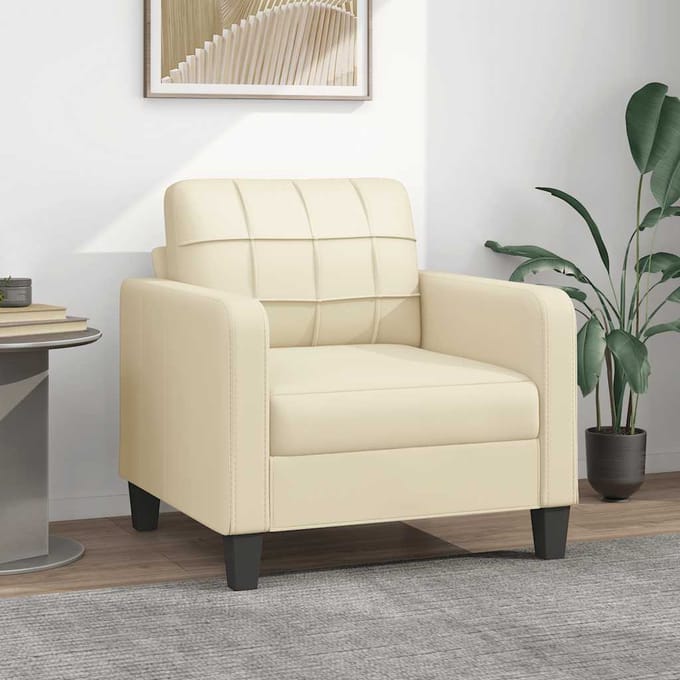 vidaXL - Fauteuil - 60 - cm - kunstleer - crèmekleurig