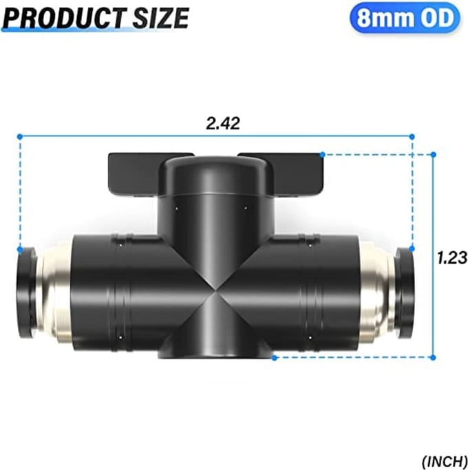 Pneumatische 8mm OD Kogelklep Luchtstroom Regelklep - Pack van 5