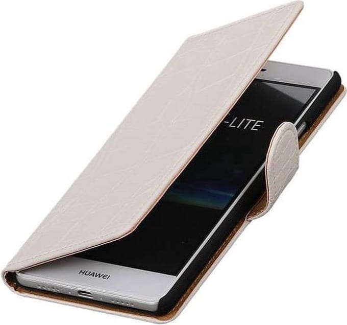 Croco Bookstyle Wallet Case Hoesje Geschikt voor Huawei P9 Lite Wit