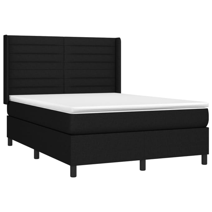 vidaXL - Boxspring - met - matras - stof - zwart - 140x200 - cm