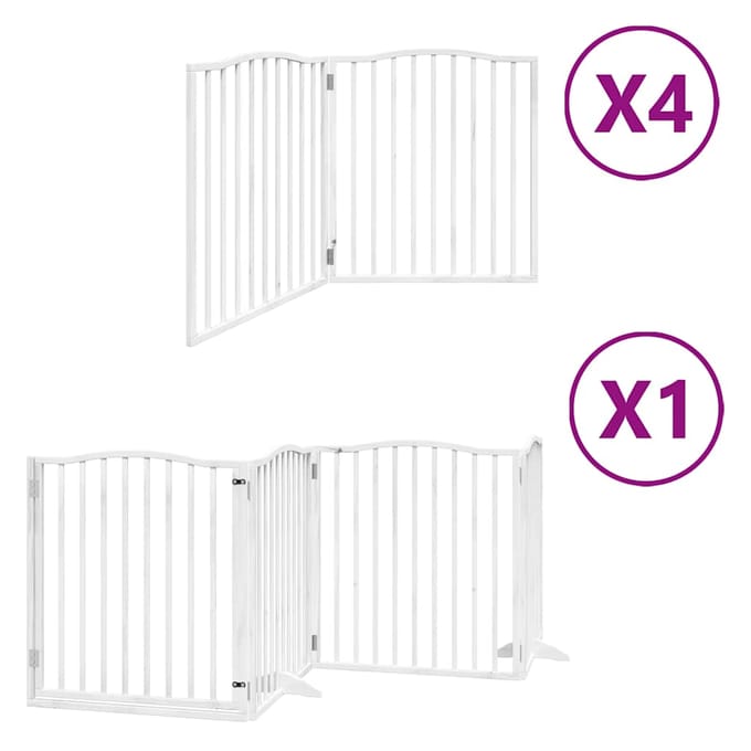 vidaXL - Hondenhek - inklapbaar - met - deur - 12 - panelen - 960cm - populierhout - wit