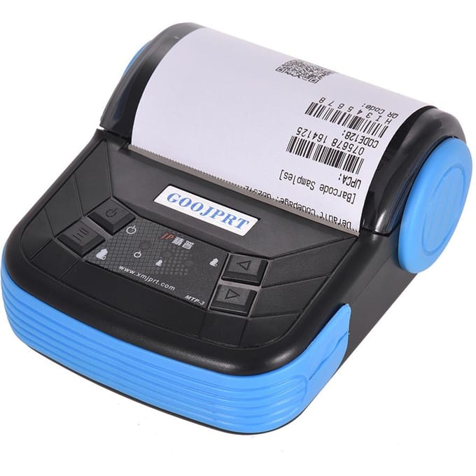 GOOJPRT MTP3 80mm BT thermische printer draagbaar lichtgewicht voor het afdrukken van supermarktbonnen EU Plug blauw