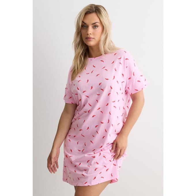 Yours Roze Chili Slaapshirt Nachthemd Size 46-48