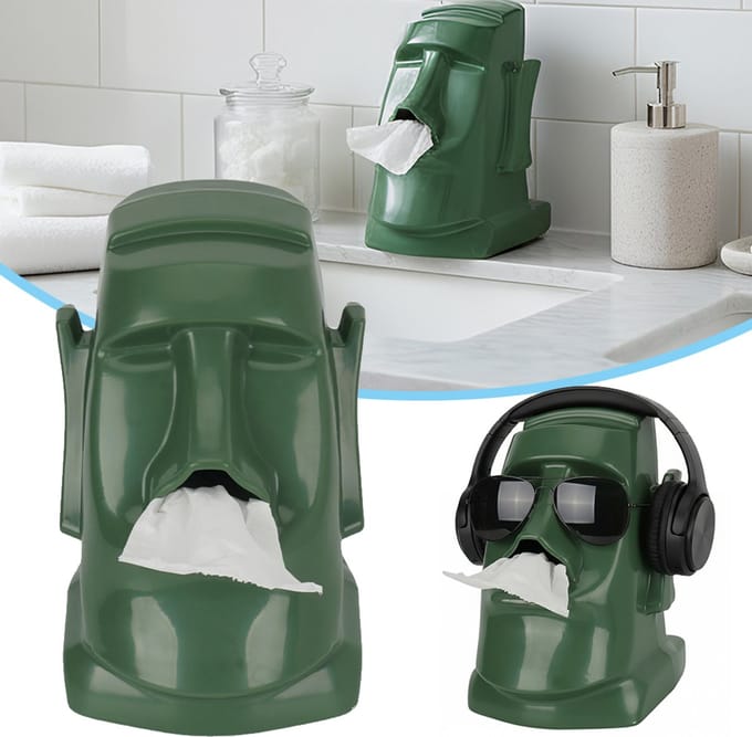 Moai Tissueboxhouder - Decoratieve Tissuehouder - Moai Standbeeld Beeldje Tissue Dispenser - Papierhouder