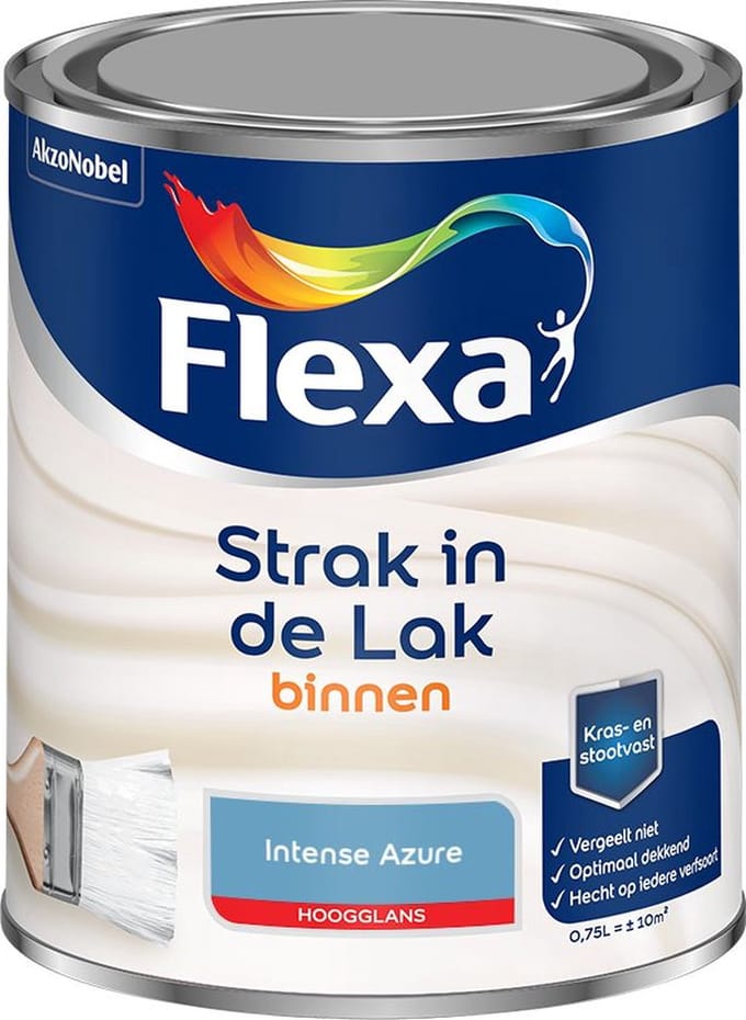 Flexa - Strak In De Lak Binnenlak Hoogglans - Intense Azure - Mengverf - 750 Ml