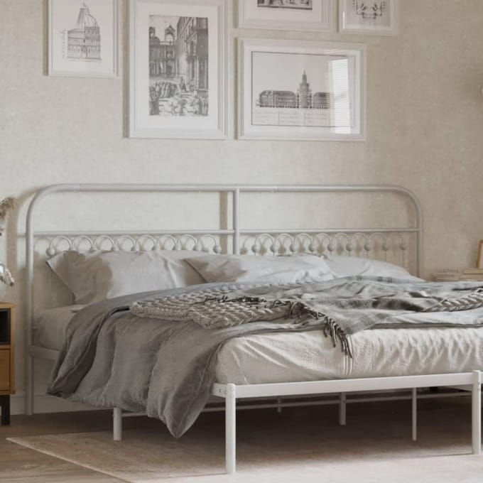 Hoofdeinde Metaal - Bed Decoratie - Slaapkamer Aankleden - Stabiel Duurzaam Frame - 193 cm - Wit