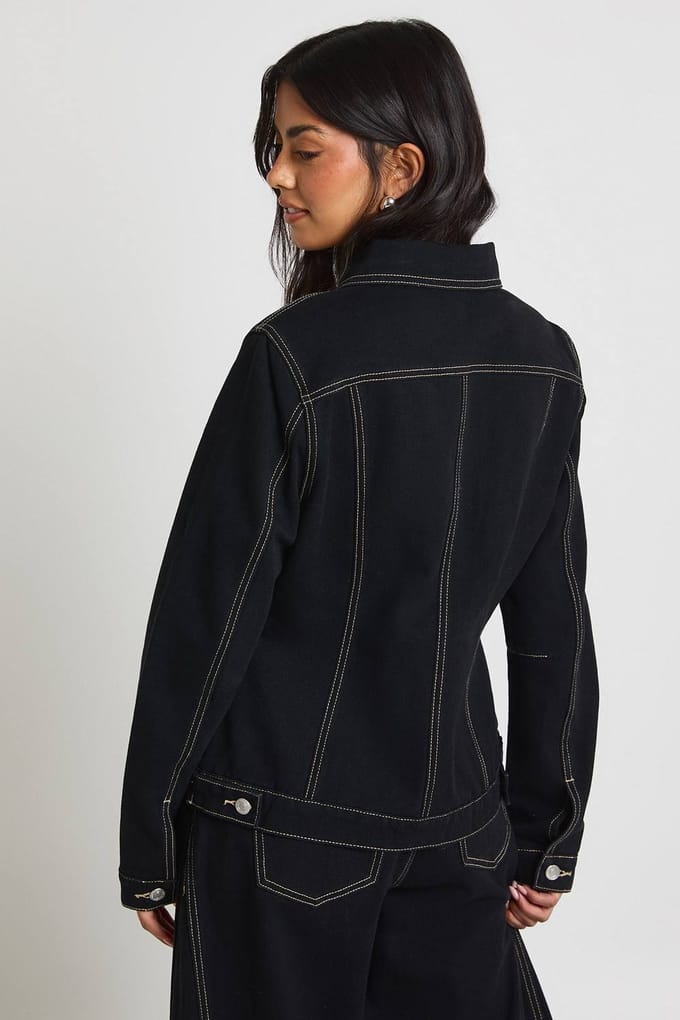 boohoo Dames Denim Jasje met Getailleerde Taille | Rinse | Maat: 42