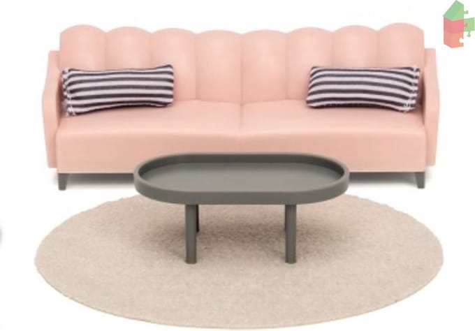 Lundby Poppenhuis Basic - Woonkamerset Roze/Bruin