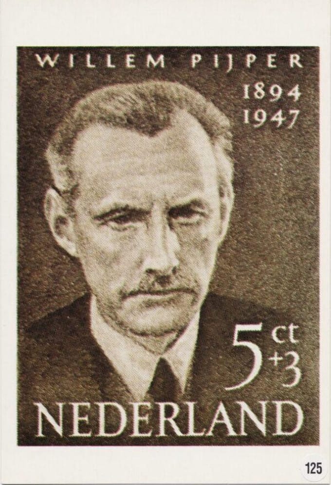 Briefkaart met afbeelding Willem Pijper postzegel