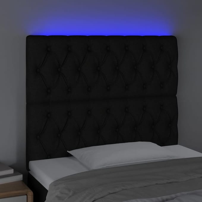 vidaXL - Hoofdbord - LED - 90x7x118/128 - cm - stof - zwart