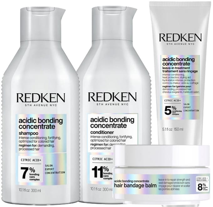 Redken - Acidic Bonding Concentrate Shampoo + Conditioner + Leave-in + Hair Bandage Balm - Set