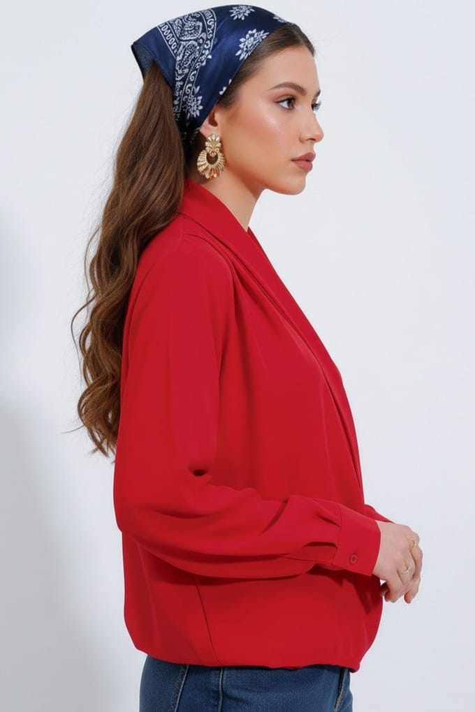 Shawl Kraag Losse Pasvorm Blouse