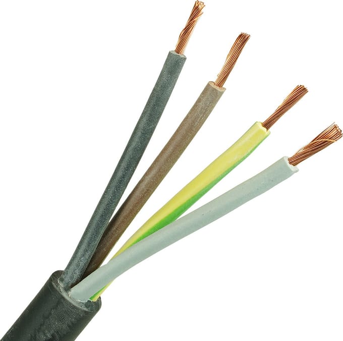 Pur kabel H07BQ-F 4x2.5 mm² geel per haspel 500 meter
