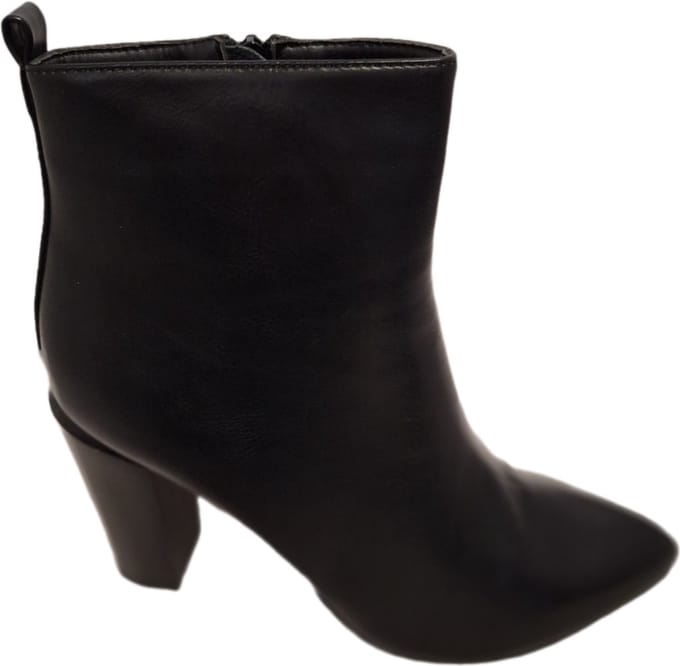 LUCKYSHOES-ENKELBOOTS-BLACK-BLOKHAK 9 CM-LEDERLOOK-41