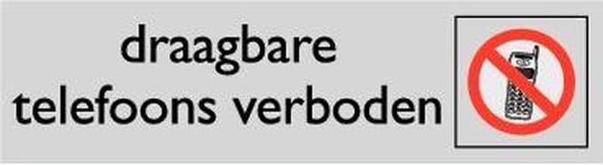 Bord 'draagbare telefoons verboden' ALULOOK 165 x 45 mm