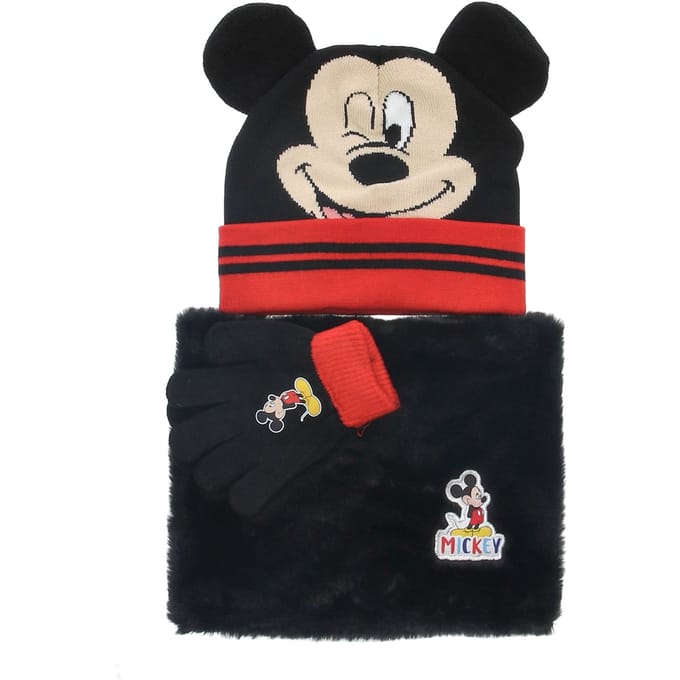 Mickey Mouse muts, sjaal en handschoenen