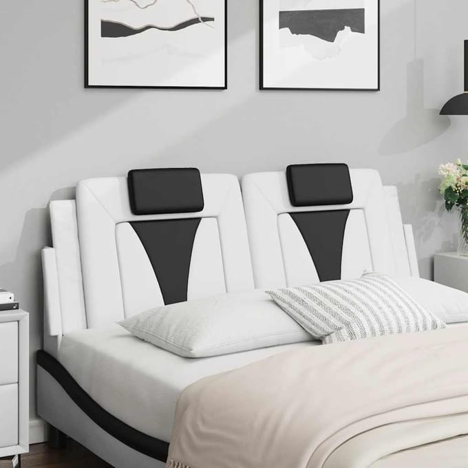 vidaXL - Hoofdbordkussen - "Viana" - 120 - cm - kunstleer - wit - en - zwart