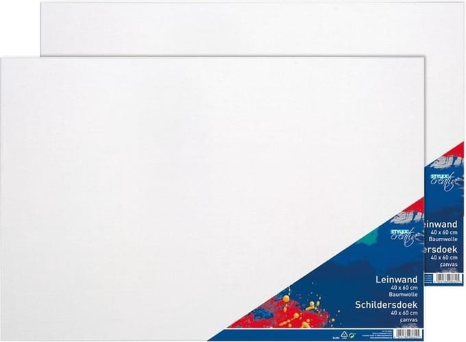Toppoint Canvas schildersdoek - 2x - 40 x 60 cm - schilderen - doeken op frame