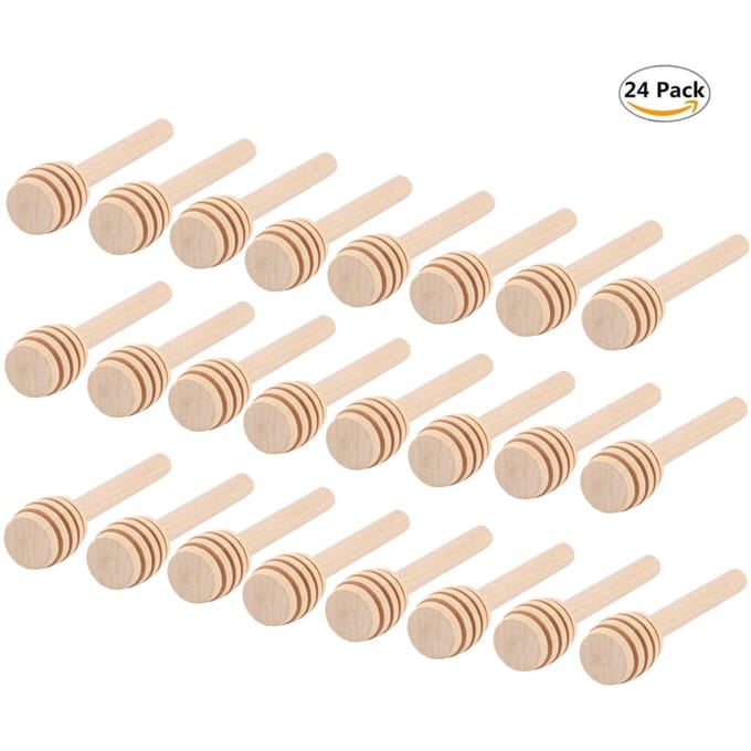 24 PIÈCES Cuillère à miel en bois légère Bâtonnet agitateur beige