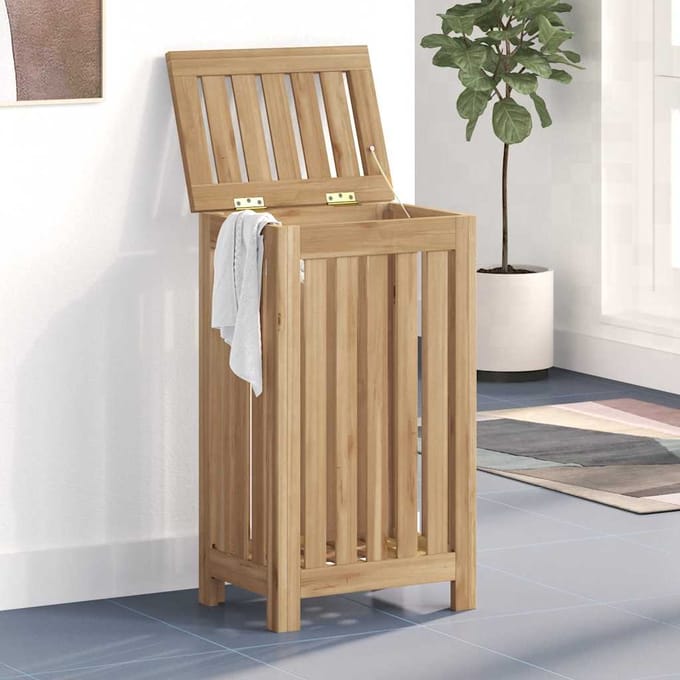 vidaXL - Wasmand - 35x25x60 - cm - massief - teakhout