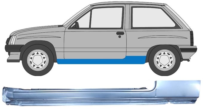 Volledige dorpel voor Opel Corsa A 1982-1993 / Links