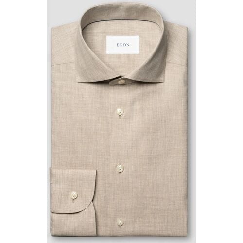 Eton Overhemd Subtle Herringbone Cotton Signature Flanel Beige / male