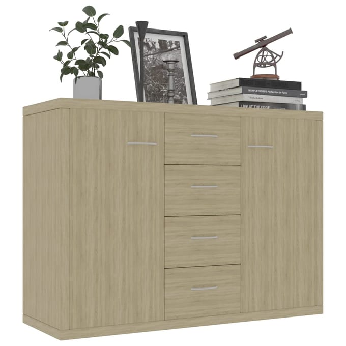 vidaXL - Dressoir - 88x30x65 - cm - bewerkt - hout - sonoma - eikenkleurig