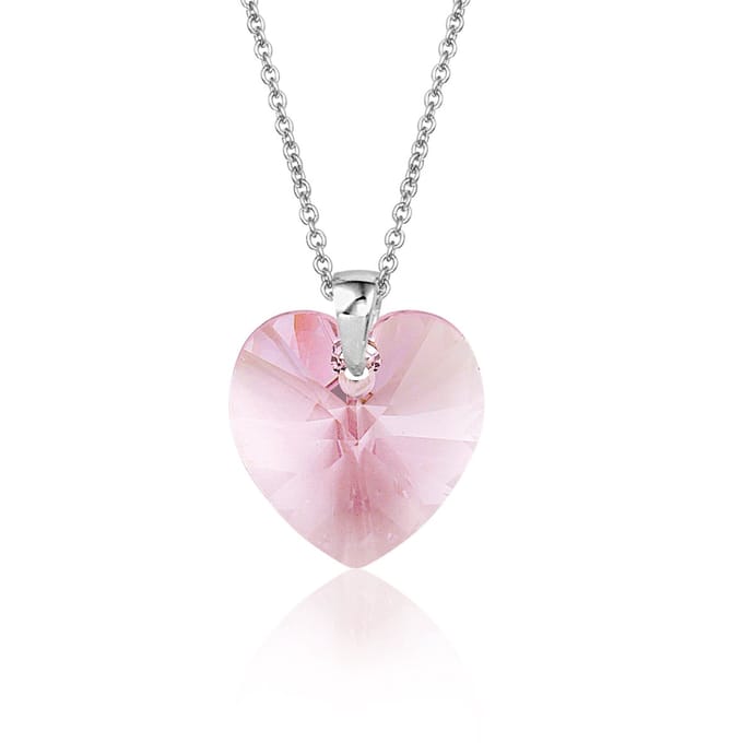 Montebello Ketting Fleur HZ29 - Swarovski Hart - 925 Zilver Gerhod. - Ø14mm - 45cm