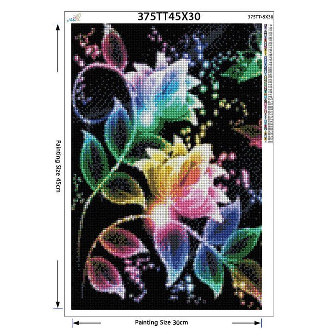 Fleurs de couleur, Peinture Diamant 5D Image Diamant Complet de Strass Point de Croix Cadeaux de Noël 20X30CM beige
