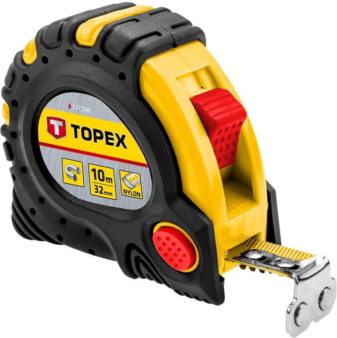 Topex - Stalen Rolmaat - 10m - Magnetisch - Ergonomische Grip