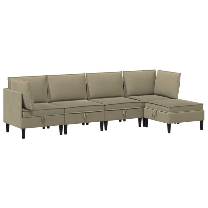 vidaXL - Woonkamer - Meubelset - 5 - st - Kaki - Stof
