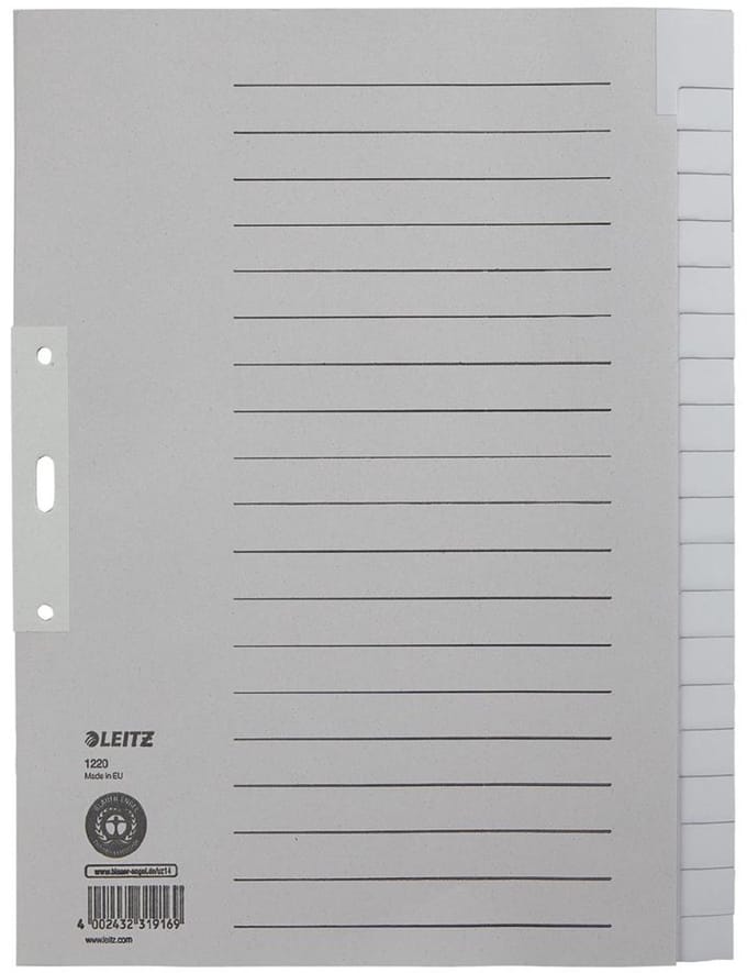 LEITZ tabbladen blanco A4 overbreed 10-delig grijs