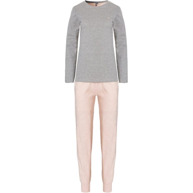 By Louise Dames pyjama set lang grijs/roze