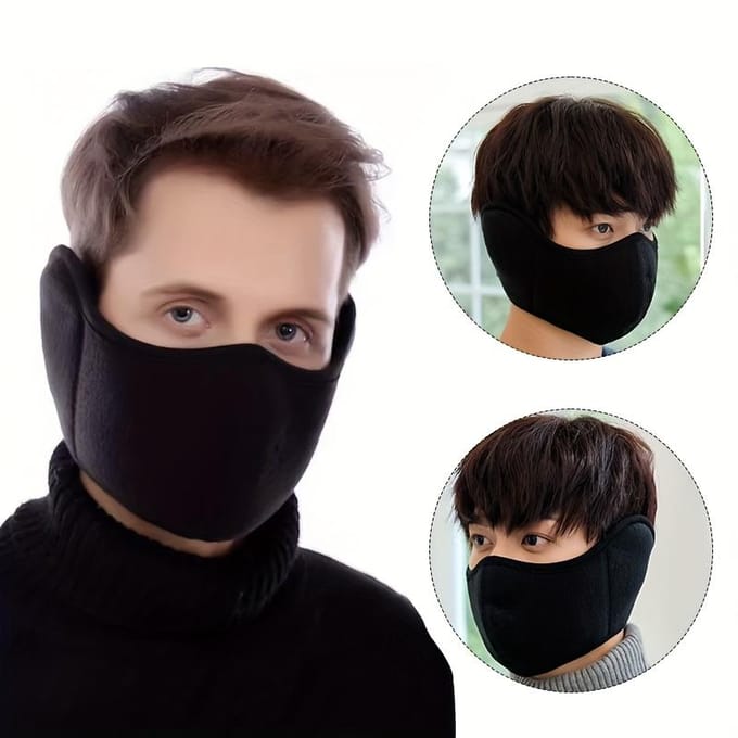 Cache-visage et cache-oreilles d'hiver coupe-vent, épaissi pour plus de chaleur, respirant pour le cyclisme et pour rester au chaud black