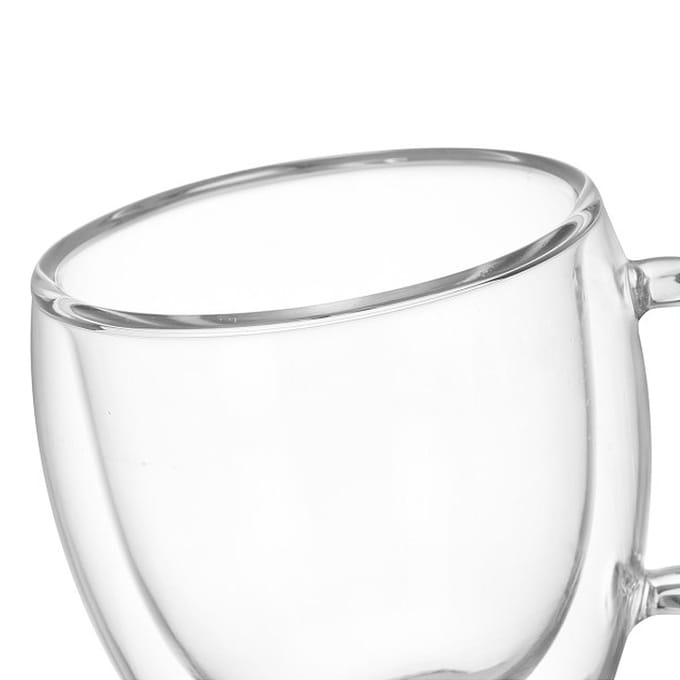 Lot de 2 gobelets à eau en verre multifonctions, grande capacité, transparents et sûrs, double couche, pour la maison white