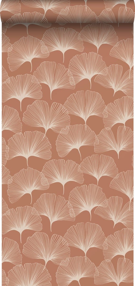 ESTAhome behang ginkgo bladeren terracotta - 53 cm x 10.05 m - 139371