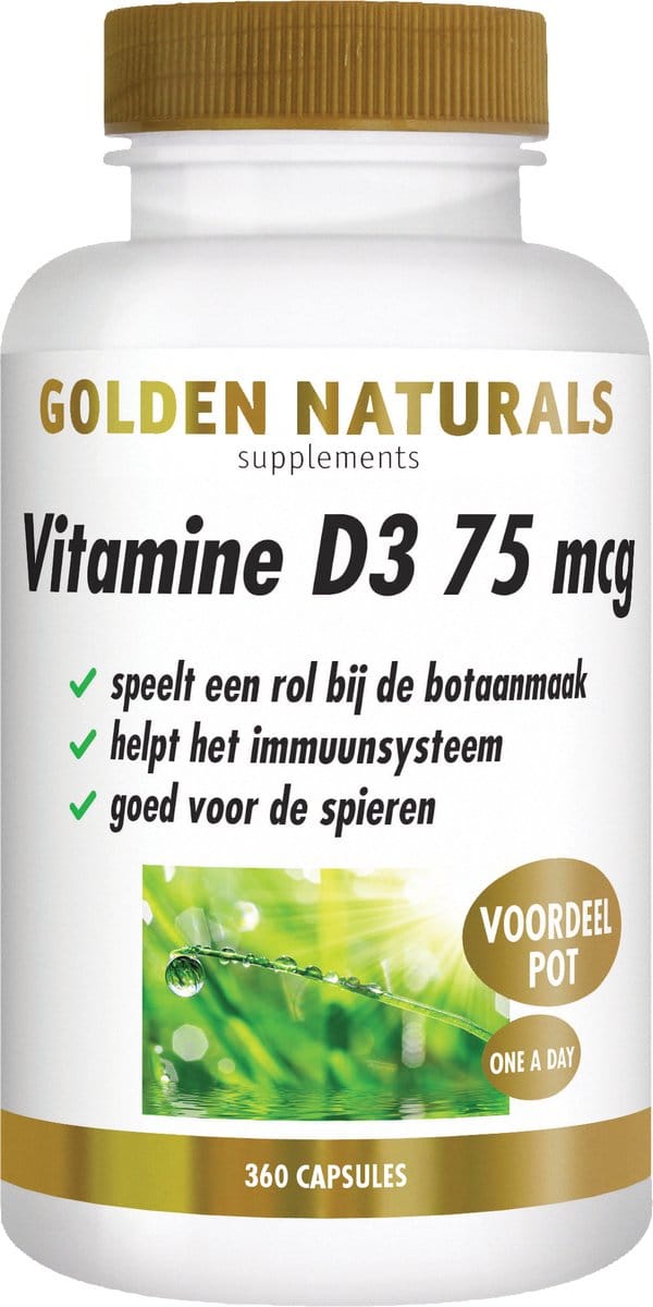 Golden Naturals Vitamine D3 75 mcg (360 softgel capsules)