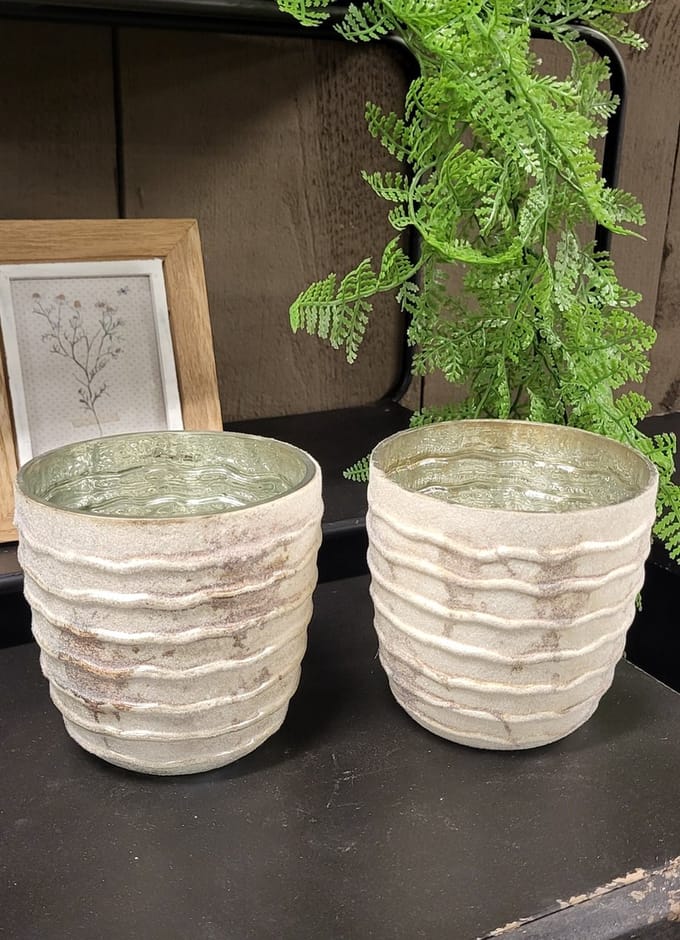 Mix en Match - Waxinelichthouder - Set 2 stuks - Beige - Goud - Glas - 11x11cm