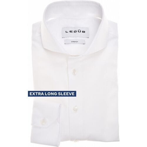 Ledûb Overhemd Slim Cotton Jersey Stretch Cutaway Collar Mouwlengte 7 Wit / male