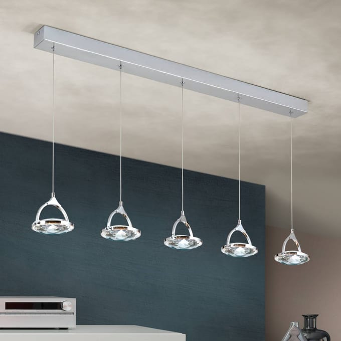 ORION LED balkhanglamp Moon, 5-lamps, chroom