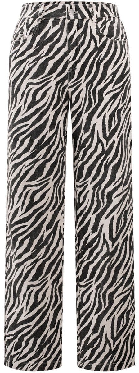 Modieuze Rechte Katoenen Vrouwenbroek met Zebraprint - Maat S