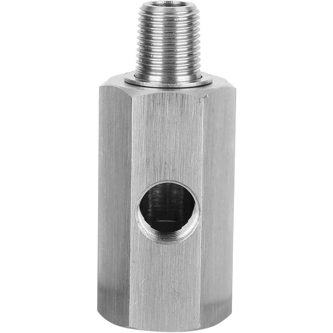 RVS M10 Oliedruksensor T-stuk naar NPT Adapter Turbo Toevoer zwart
