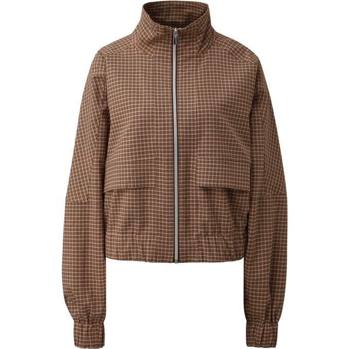 Ruitjack met hoge kraag, ritssluiting dames COMMA