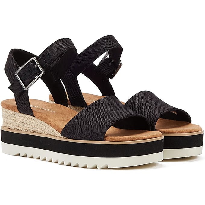 Toms Diana Sandalen - Met Sleehak - Dames - Zwart - Maat 36,5