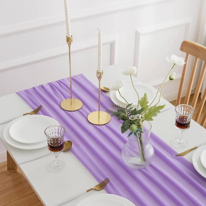 Chiffon Tafelloper - Voor Bruiloft Tafeldecoratie - Lila