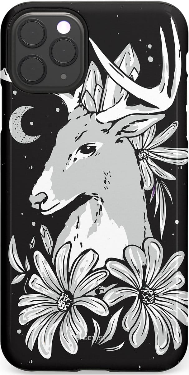 Casetastic hoesje geschikt voor Apple iPhone 11 Pro Max - Dubbellaagse bescherming - Lunagewei - Fashion Case - Zwart Lichtgrijs Wit