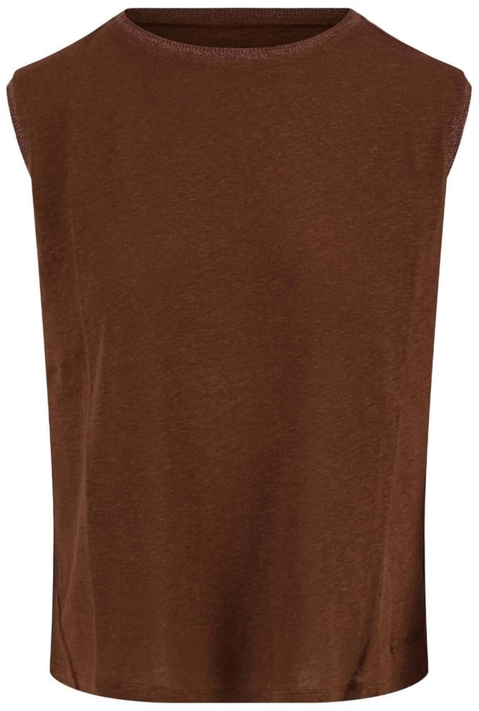 Zusss Top Singlet Met Lurex Boord 0304 0077 Brown Dames Maat - XS